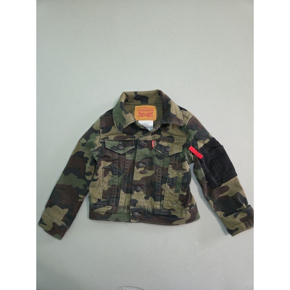Levis Jean Jacket Camouflage Red Tag Sleeve Zip Pocket 2t